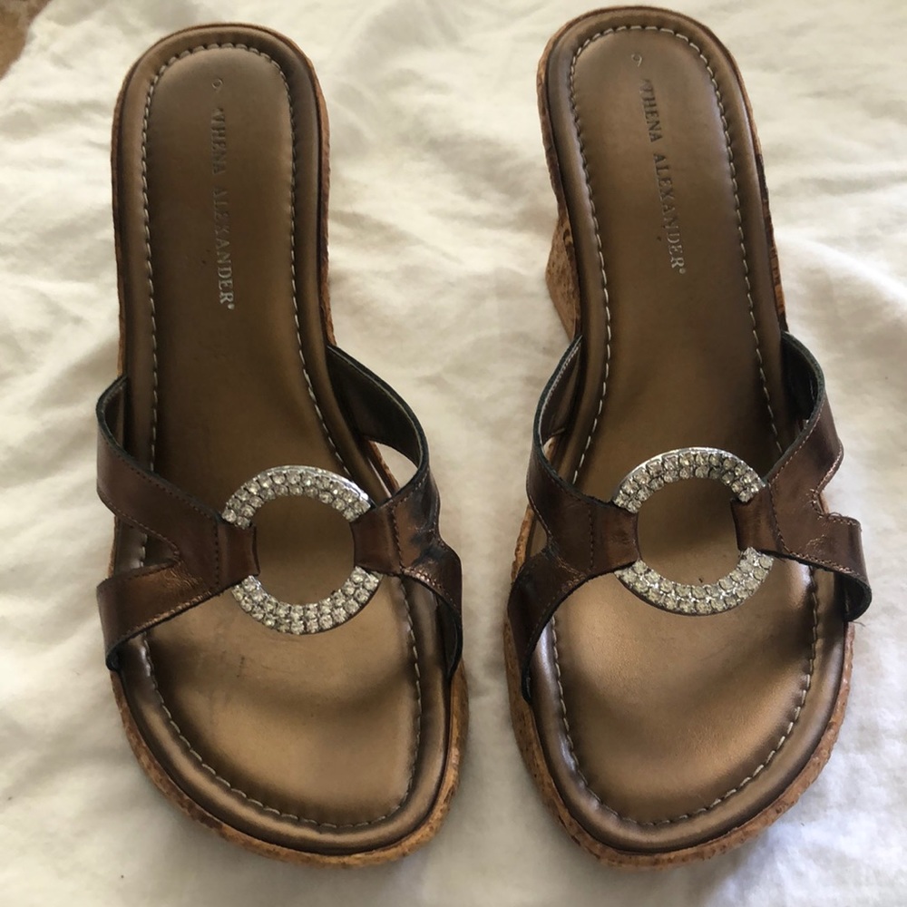 Bronze wedges with cork heel